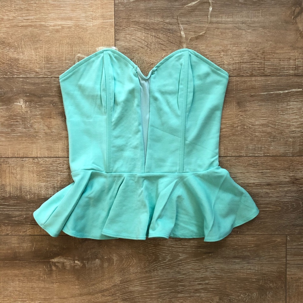 Strapless peplum top